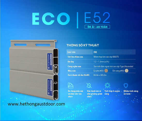 CỬA CUỐN AUSTDOOR E52i – DÀY 1.2-1.3MM
