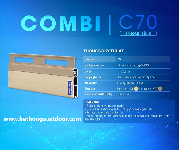 CỬA CUỐN AUSTDOOR C70 – DÀY 1.1MM – 2.3MM