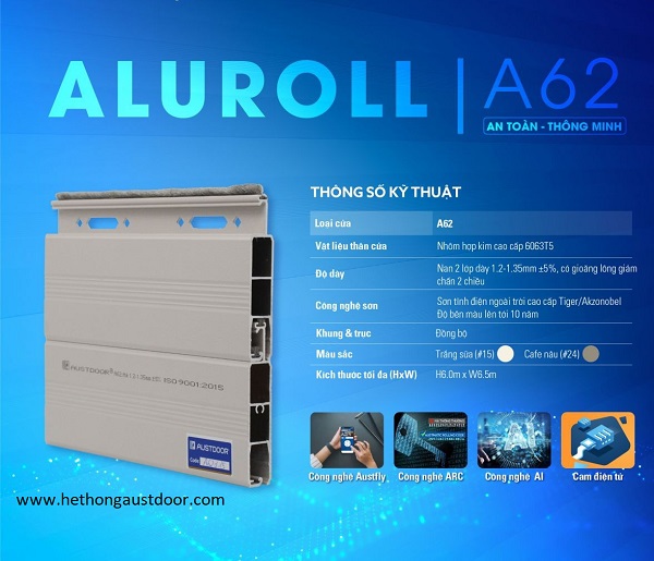 CỬA CUỐN AUSTDOOR A62 – DÀY 1.2-1.35MM ±5%