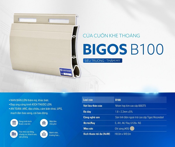 CỬA CUỐN AUSTDOOR | BIGOS B100 – DÀY 1.8 – 2.2MM