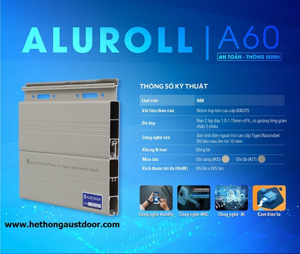 CỬA CUỐN AUSTDOOR A60 – DÀY 1.0-1.15MM ±5%