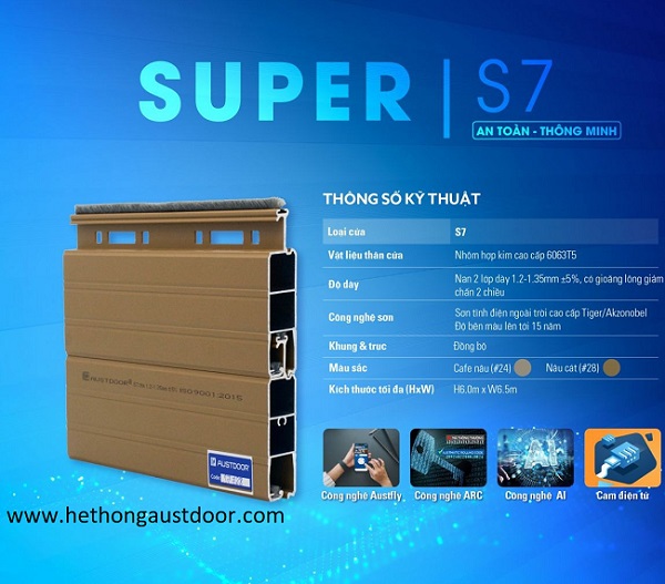 CỬA CUỐN AUSTDOOR S7 – DÀY 1.2-1.35MM (±5%)