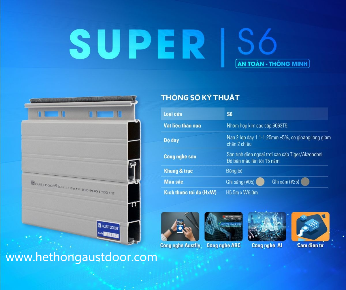CỬA CUỐN AUSTDOOR S6 – DÀY 1.1-1.25MM